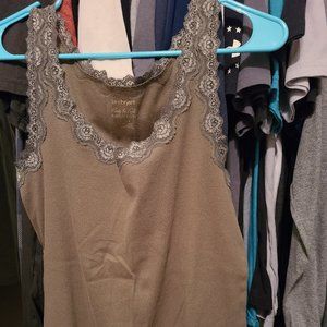 Lane Bryant Olive Green Lace Tank Top